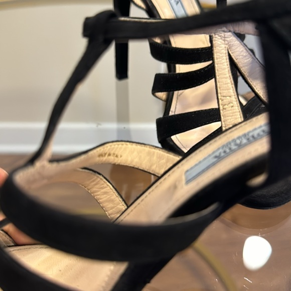 Prada sling back black suede heels - Picture 7 of 8